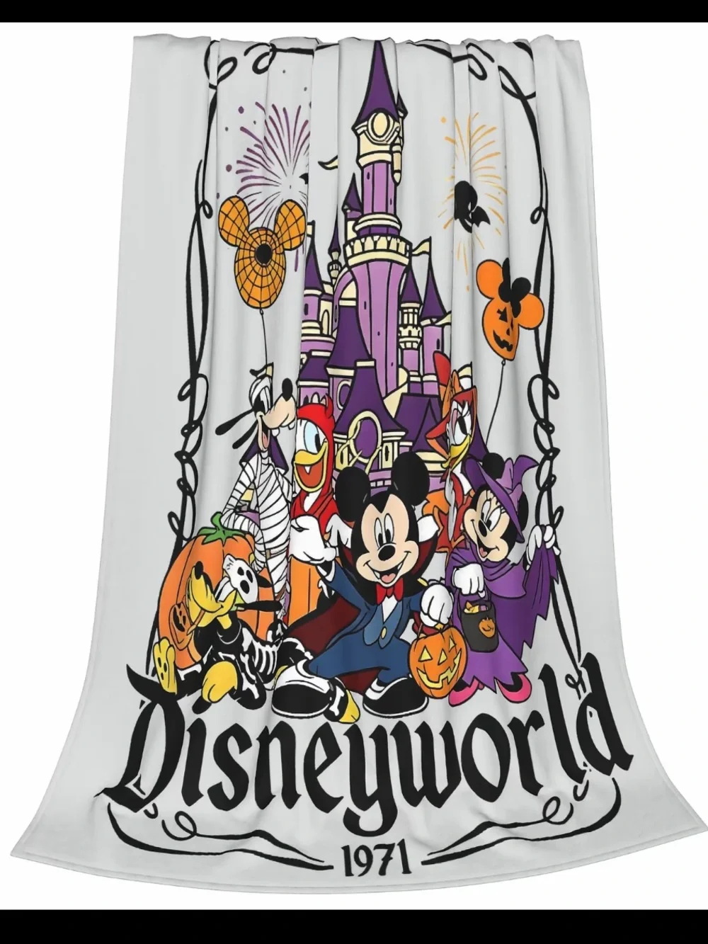 NWT- Large- Disney- Halloween Characters Disneyworld Throw Blanket - 60x80